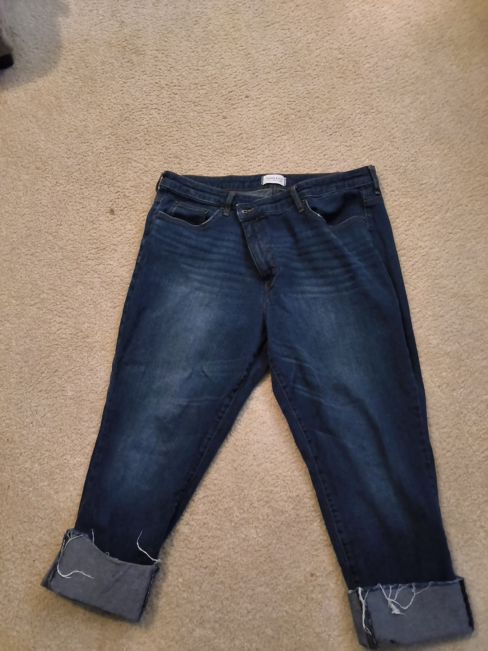 crown & ivy Dark Blue Boyfriend Jeans with Rolled Cuffs